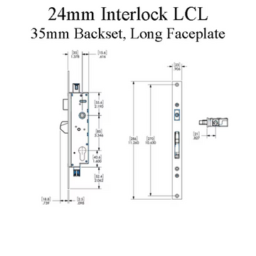 Interlock 24mm 4-Point Lever Compression Lock, Long/Extended Faceplate - Choose Backset